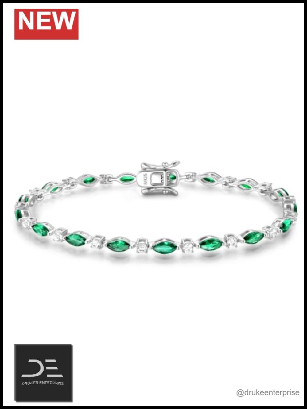 Sterling Silver Marquise Tennis Bracelet Women 7.2" CZ